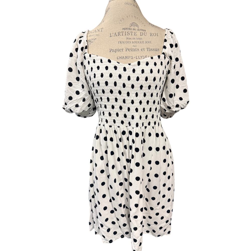 Faithfull The Brand Smocked Polka Dot Mini Dress Size L
